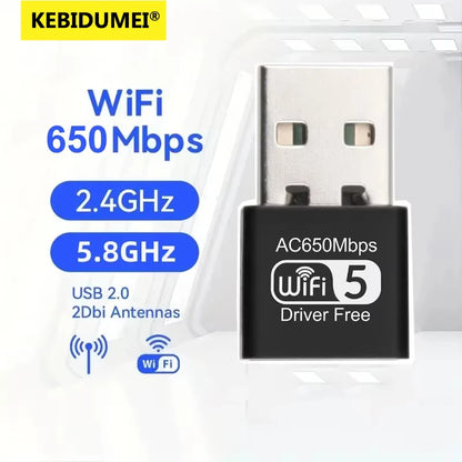600Mbps USB WiFi Adapter – Dual Band 2.4GHz/5GHz WiFi Dongle, 802.11AC Wireless Network Card for PC