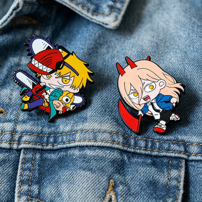 2PCS Anime Character Enamel Pins - Cute Metal Lapel Brooches for Clothing, Backpacks and Cosplay Gifts