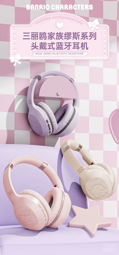 Hello Kitty & Kuromi Wireless Bluetooth Headset — Kawaii Cartoon Character Student Headphones, New Style