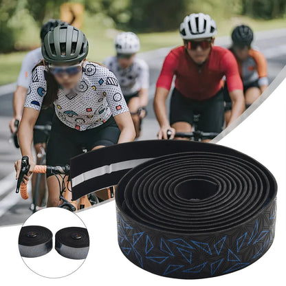 2Pcs PU Bicycle Handlebar Tape - Anti-Slip Shock-Absorbing Road Bike Grip Tape with Bar End Plugs