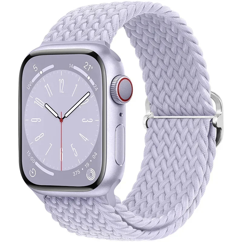 Braided Nylon Apple Watch Band – Adjustable Sport Strap Compatible with Ultra 2, Series 10/9/8/7/6/SE (40–49mm) Wrist Bracelet