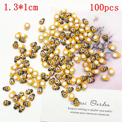 100Pcs Wooden Mini Ladybug Stickers – 8x11mm Self-Adhesive Red DIY Craft Decorations for Scrapbooking, Home, Garden & Party Decor
