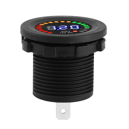 12V Motorcycle LED Digital Display Voltmeter Waterproof Voltage Gauge Meter for Motorbike Battery Monitoring Black Universal Use