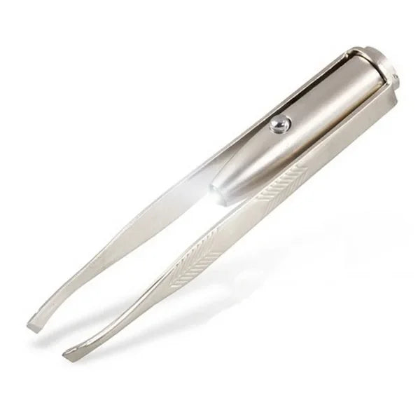 Portable Stainless Steel Eyebrow Tweezer with LED Light — Smart Design Hair Removal Makeup Tool