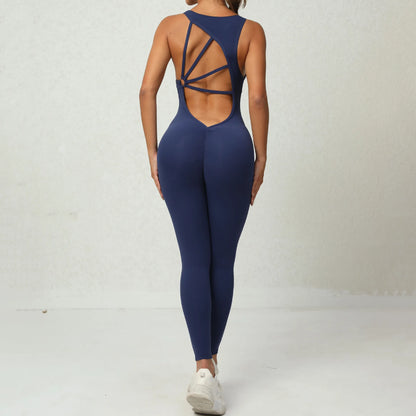 2024 Women’s Gym & Yoga Set – One-Piece Cup Jumpsuit with Long Pants for Workout, Fitness & Activewear