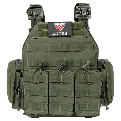 ARTEX Tactical Vest – 1000D Nylon, Quick Release, 6094K with Triple Magazine Pouch for Hunting & Airsoft Combat