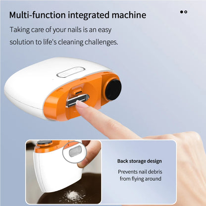 2-in-1 Electric Nail Clipper with Light - Type-C Rechargeable Manicure Machine, Portable Automatic Nail Cutter