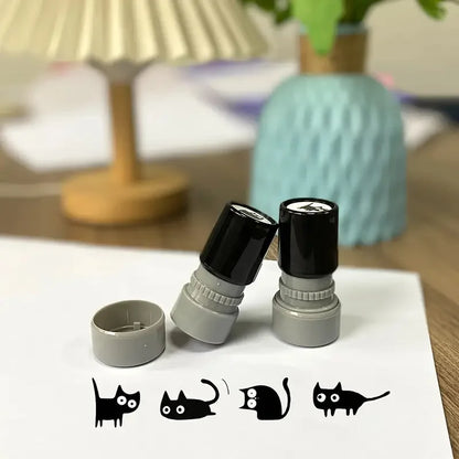 Cute Black Cat Cartoon Stamps – 4-Style DIY Scrapbooking, Diary, Collage & Stationery Decoration Set