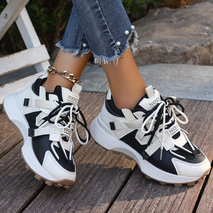 New Women’s Mesh Sneakers - Breathable Platform Lace-Up Casual Outdoor Low Top Shoes, Zapatos De Mujer
