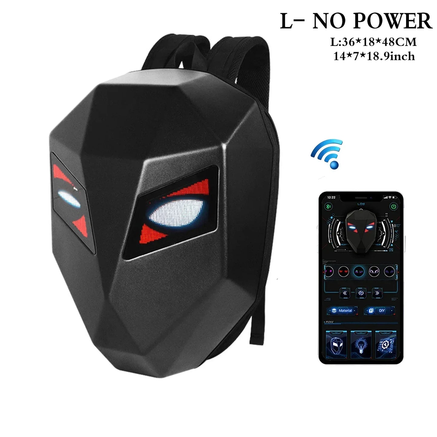 LOY LED Knight Cycling Backpack - Waterproof Motorcycle Helmet Bag with Bluetooth APP Control, Hard Shell Laptop Bag with LED Lights