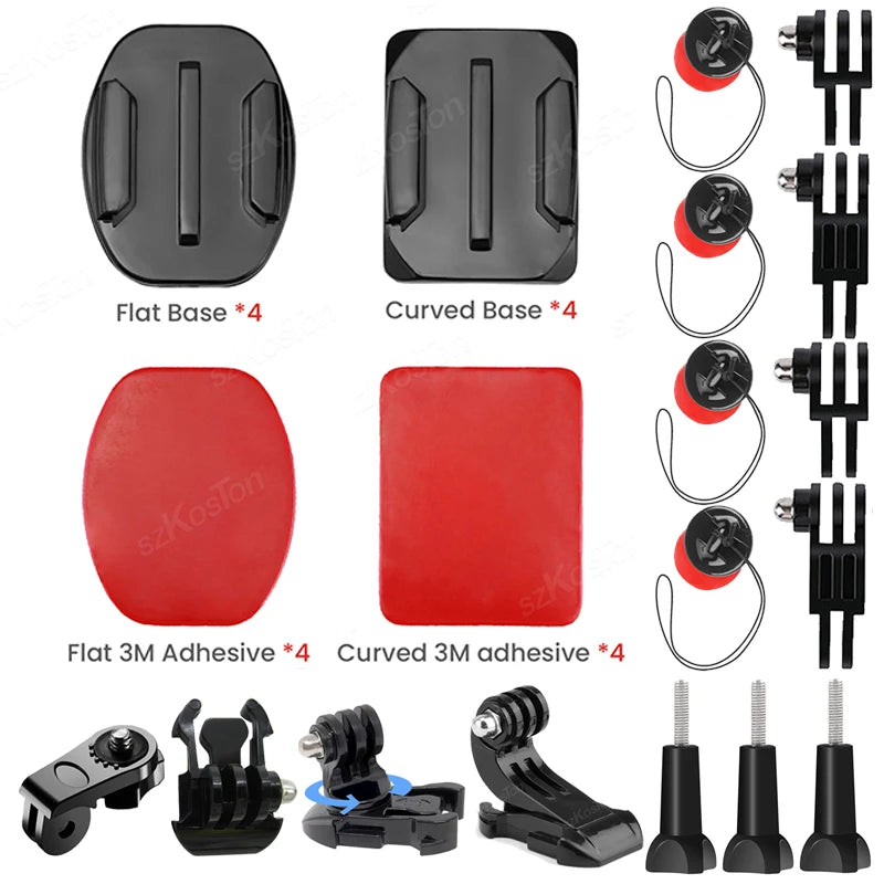 Universal Helmet Adhesive Mount Kit – Flat & Curved Sticky Mounts for GoPro 8–13, Insta360, DJI Osmo Action, AKASO & SJCAM