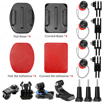 Universal Helmet Adhesive Mount Kit – Flat & Curved Sticky Mounts for GoPro 8–13, Insta360, DJI Osmo Action, AKASO & SJCAM