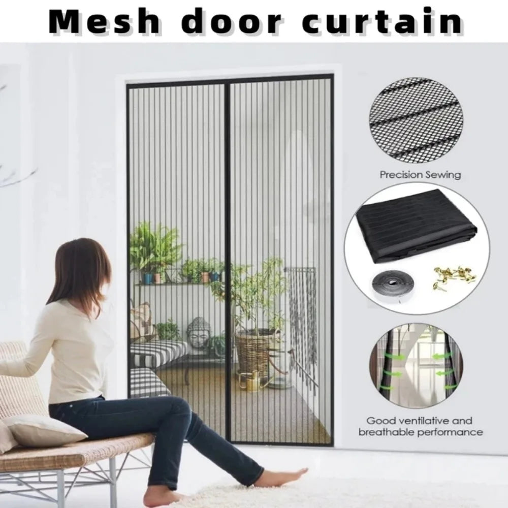Magnetic Door Curtain Mosquito Net — Anti-Insect Fly Screen for Windows, Punch-Free Invisible Mesh