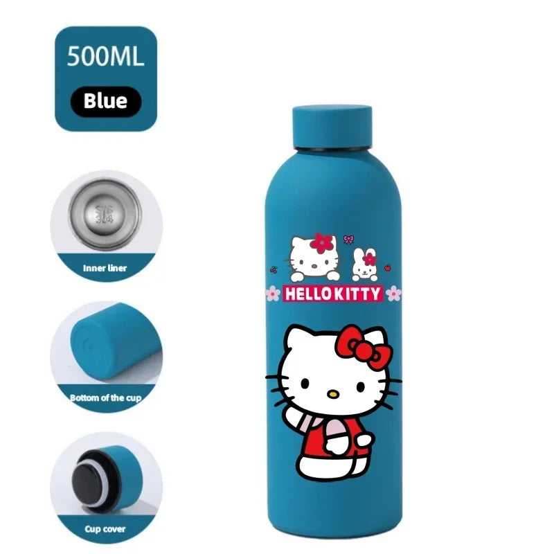 Sanrio Hello Kitty Insulated Sport Bottle — Double-Layer Stainless Steel Vacuum Cup, Small Mouth Coffee Bottle, Angel Color Frosted Finish