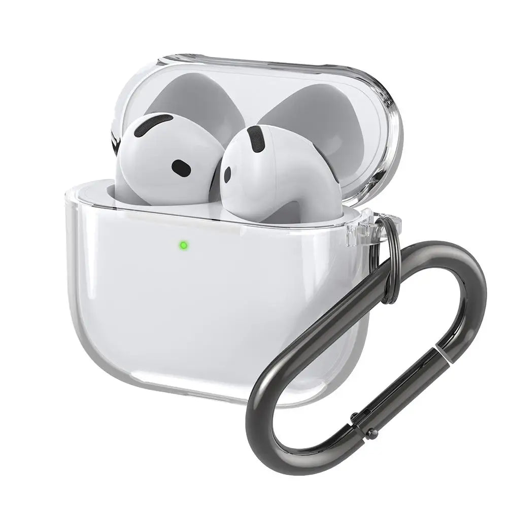 Translucent Protective Sleeve Case for AirPods 4 — Premium Drop-Proof Cover with Carabiner for AirPods 4th Generation