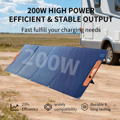 200W Foldable Solar Panel – Portable High Efficiency Solar Charger for Camping, Outdoor Travel & Power Generator Charging