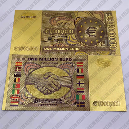 Colored European Banknote Currency Set – 5 to 1000 Million Euro Gold Notes for Business Gifts & Collection