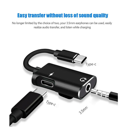 Type-C to 3.5mm Jack Adapter – Audio Splitter for Xiaomi, Huawei, USB-C Headphone Cable & Charger AUX Adapter