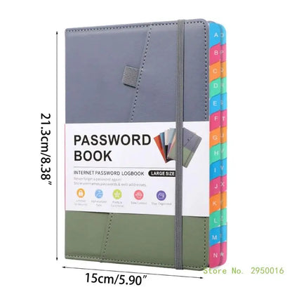 A5 PU Hardcover Password Book with Alphabetical Tabs – Password Keeper Notebook for Internet Login Storage