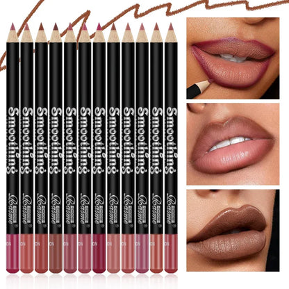 12-Piece Long-Lasting Lipstick Set with Lip Liner & Matte Lip Gloss — Professional Makeup Gift for Women
