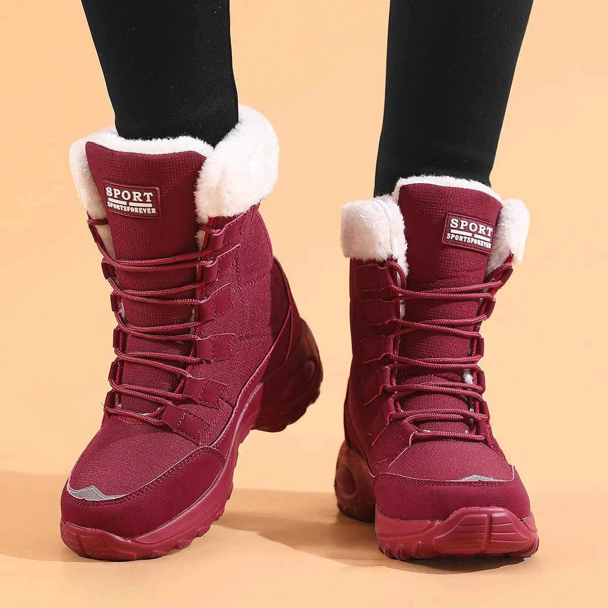 Women's Winter Mid-Calf Snow Boots – Waterproof Thigh-High Hiking Boots for Warmth and Comfort