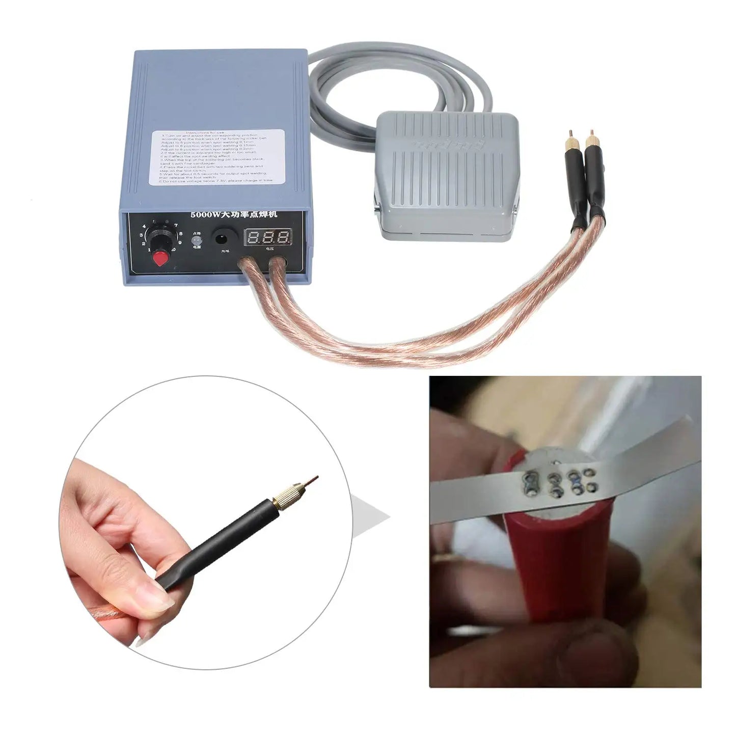 5000W Mini Portable Spot Welder Kit for 18650 Battery Packs – DIY Micro Spot Welding Tool with 0.15mm Nickel Strip Compatible