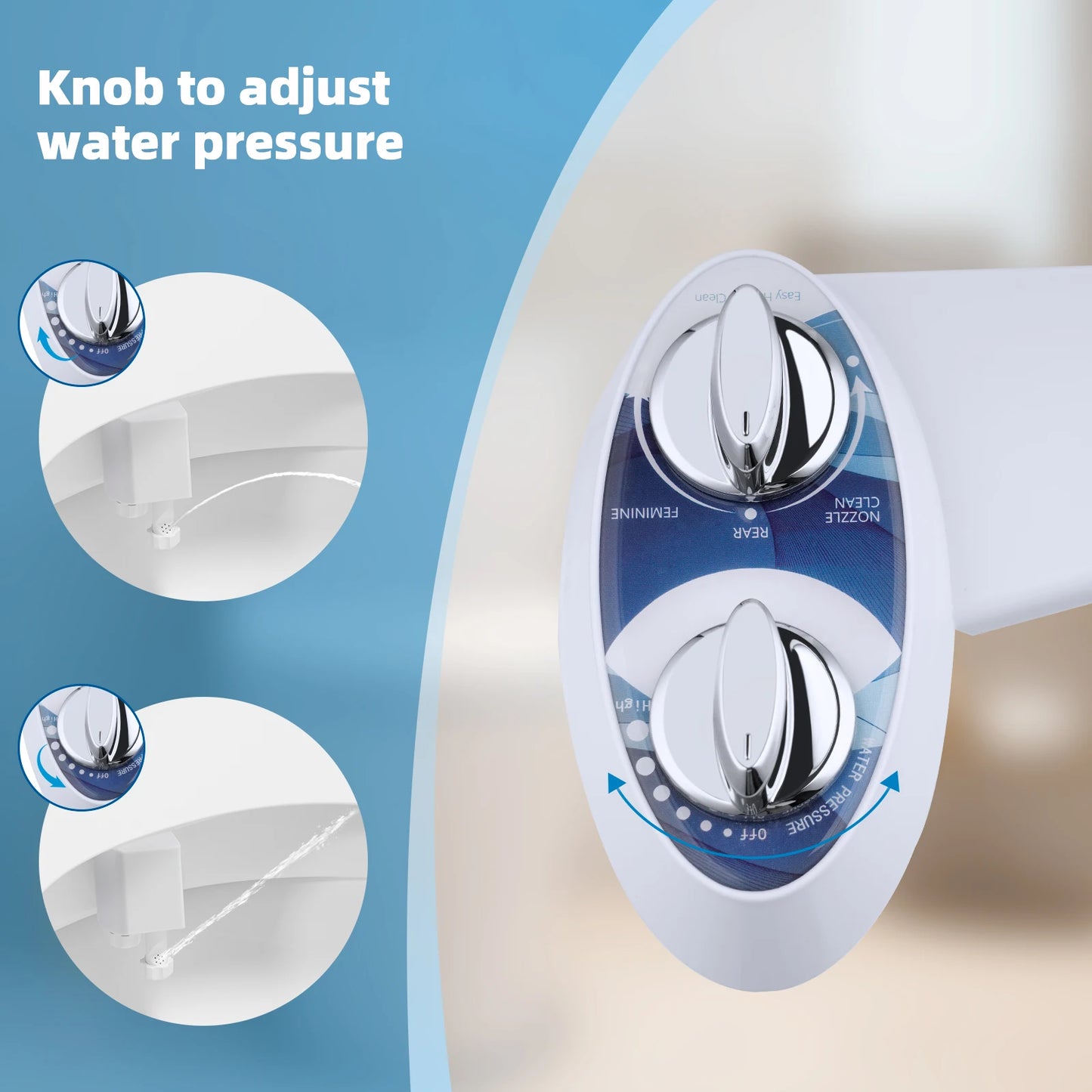 Dual Nozzle Non-Electric Bidet Attachment for Toilet – Adjustable Water Pressure Feminine & Rear Wash Cold Water Sprayer Hygiene Cleaner