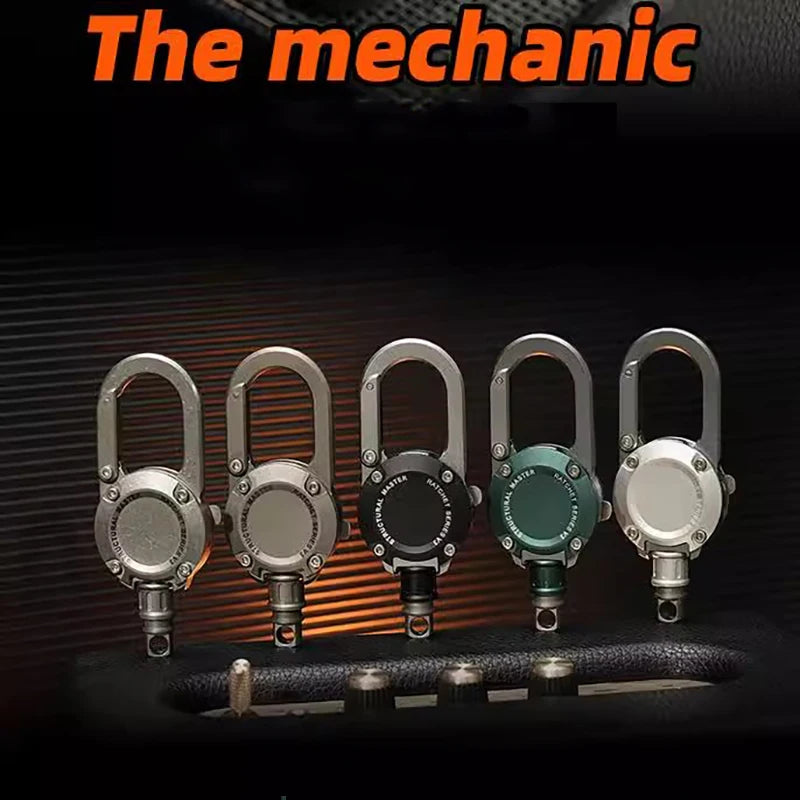 Titanium Alloy & Aluminum Carabiner Keychain — Retractable Anti-Lost Mountaineering Buckle for Men, Car Key Gift