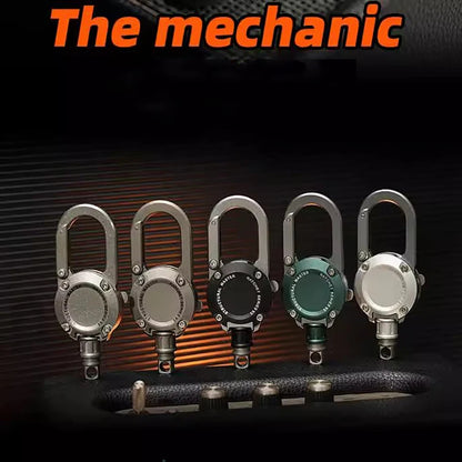 Titanium Alloy & Aluminum Carabiner Keychain — Retractable Anti-Lost Mountaineering Buckle for Men, Car Key Gift