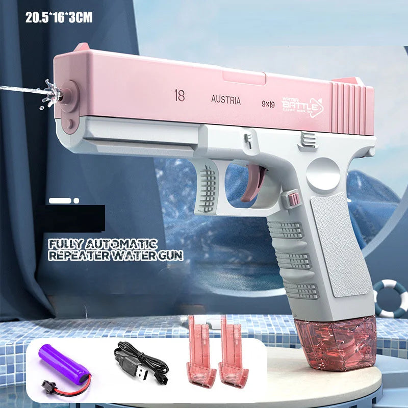 New Electric Water Gun Pistol – Full Automatic Summer Beach Toy for Kids, Boys, Girls & Adults