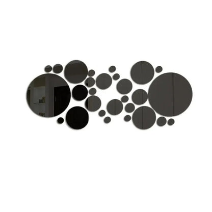 26-Piece 3D Acrylic Mirror Wall Stickers - Round DIY Decorative Tiles for Bedroom, Bathroom & TV Background Decor