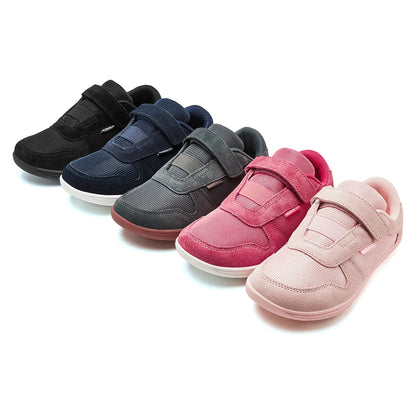 HOBIBEAR Kids Wide Toe Barefoot Shoes – Minimalist Hook & Loop Sneakers, Lightweight Artificial Leather Mesh for Little & Big Kids