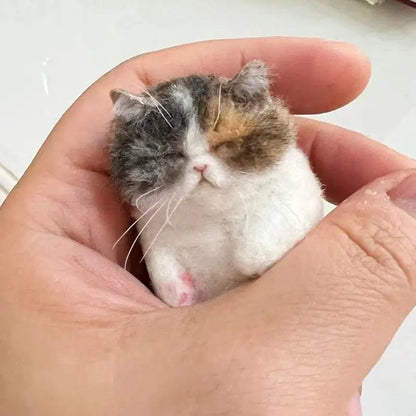 DIY Wool Needle Felting Kit - Handmade Sheep Felt Cat Craft Material Set for Beginners & Creative Gifts