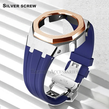 GEN4 Casioak GA2100 Mod Kit – Stainless Steel Case, Bezel, and Rubber Strap Replacement for G-SHOCK GA2100/GA2110