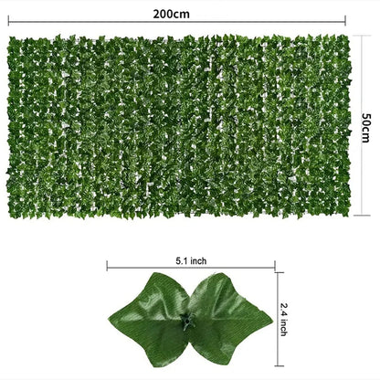 Artificial Ivy Hedge Green Leaf Fence Panels - 50x200cm Faux Privacy Screen for Home Outdoor Garden Balcony Decoration - 1x3m