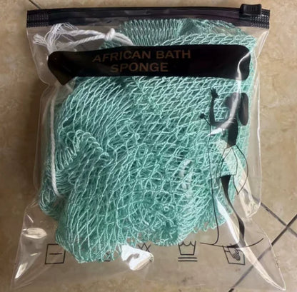 African Net Bath Sponge - Exfoliating Body Scrub for Deep Cleansing and Smoothing Arms, Feet, Back, Neck & Legs