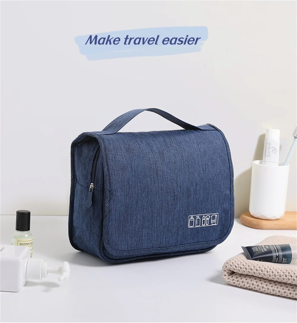 Portable Toiletry Washbag with Hanging Hook | Waterproof Cosmetic Storage Bag for Travel, Men & Women