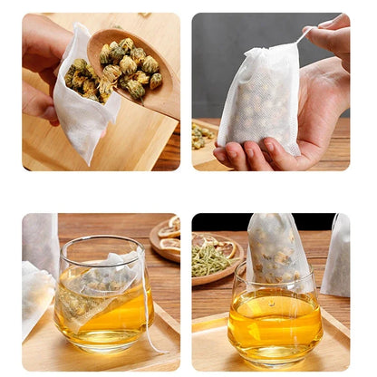 Disposable Empty Tea Bags with String – Scented Herb Filter Paper for Loose Tea, Kitchen Accessories