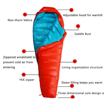 Ultralight Goose Down Sleeping Bag - Warm Adult Camping & Hiking Travel Sleeping Bag