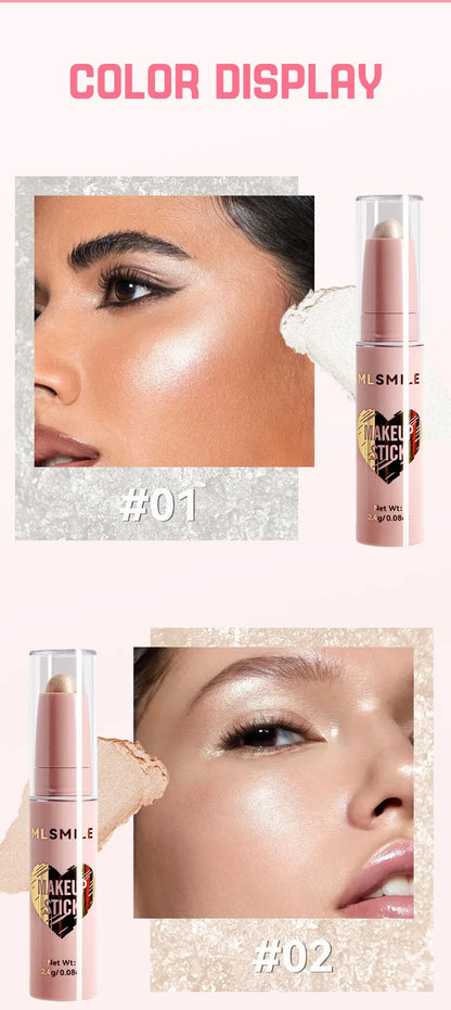 MLSMILE 8-Color High Gloss Pearl Contouring Stick – Face Brightening & 3D Shadow Sculpting Pen