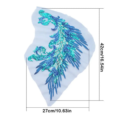 Phoenix Feather Sequin Embroidery Patch - DIY Clothing & Dress Applique Décor