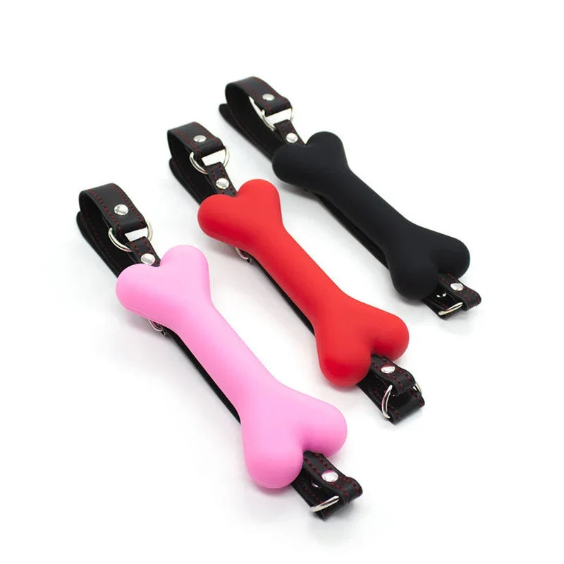 Soft Silicone Dog Bone Ball Gag – Open Mouth BDSM Bondage Harness, Adult Sex Toy for Women