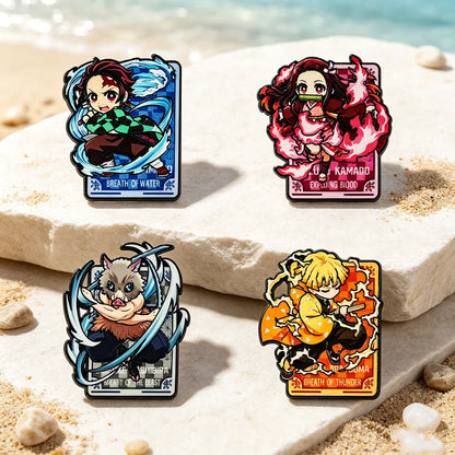 4-Piece Anime Enamel Pins Set – Cute Metal Character Brooches for Backpacks, Cosplay & Collectible Gifts