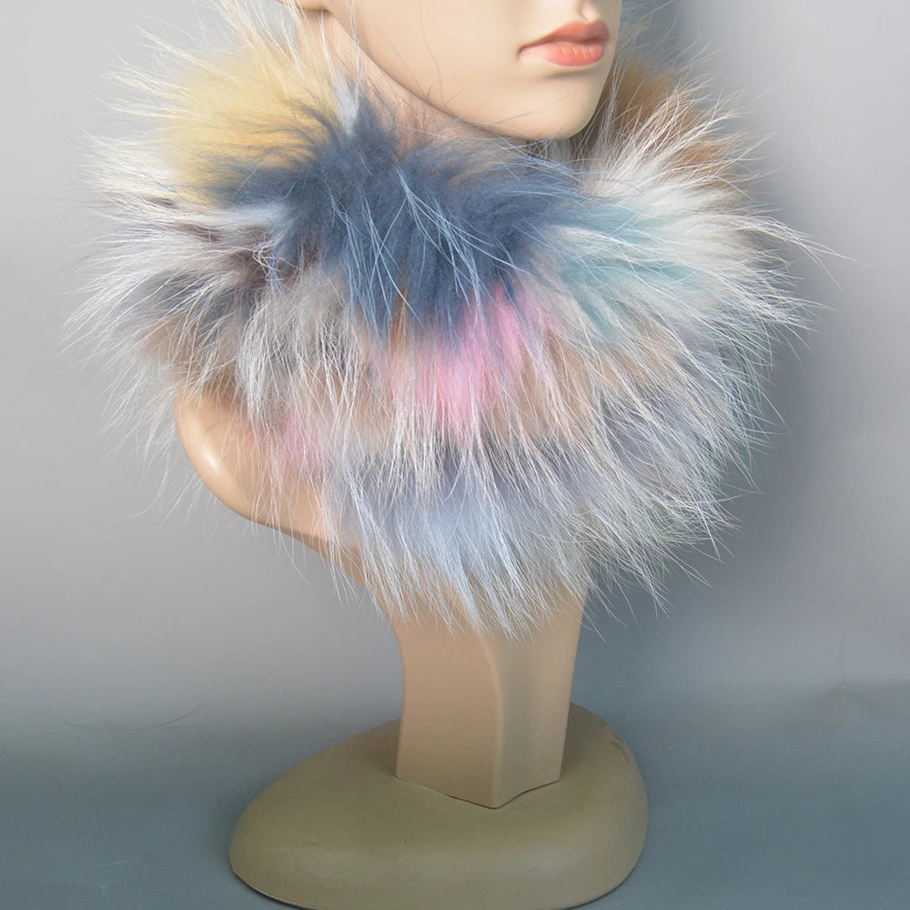 2025 Real Fox Fur Scarf and Headband – Luxury Winter Neck Warmer for Women, 100% Natural Fur, Elastic Ring Muffler