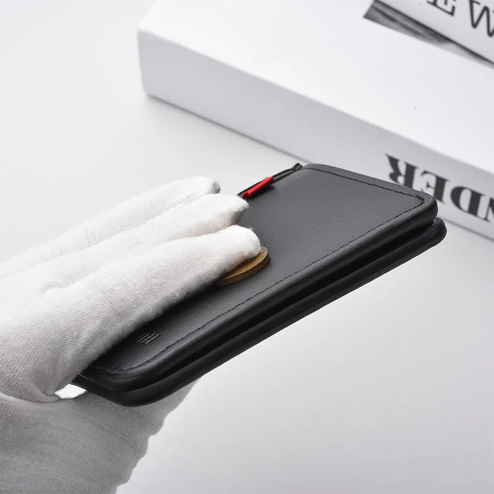 Ultra-Thin Mini PU Leather Credit Card Wallet – High-Quality Vertical Men’s Wallet Holder