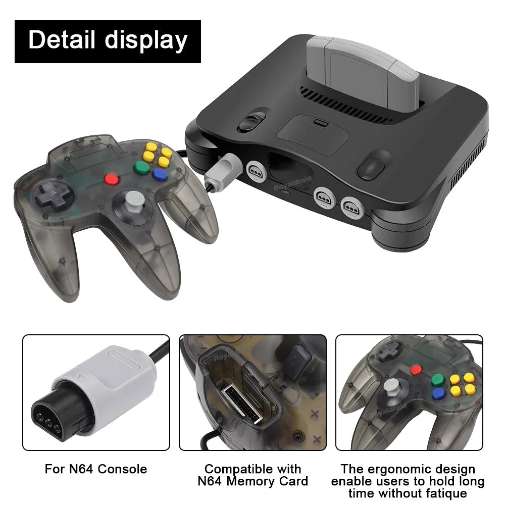 Wired Transparent N64 Gamepad Controller – Joystick for Nintendo 64 Console Accessories