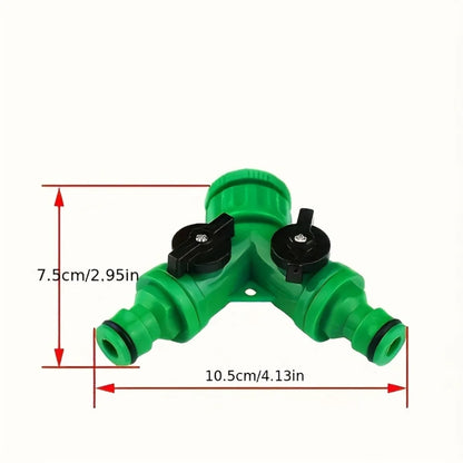 Y-Shaped Garden Hose Connector - Two-Way Faucet Diverter Adapter for Household Watering & Outdoor Use