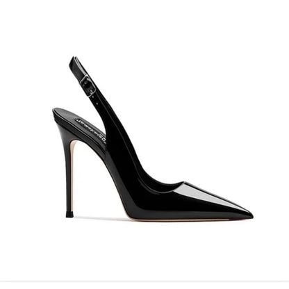 Women’s Sexy High-Heel Sandals 2025 – Pointed Toe Patent Leather Strappy Summer Party Shoes