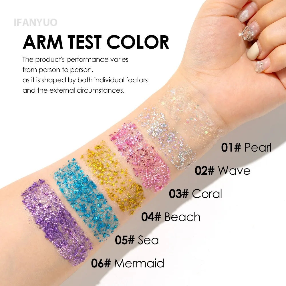 Sparkling Sequins Glitter Gel Stick – High-Gloss White & Pink Eyeshadow for Face, Body & Stage Makeup