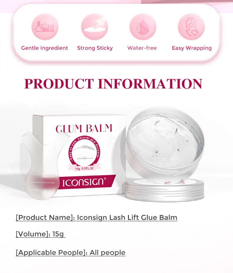 ICONSIGN Lash Glue Balm – Fast Fixing Eyelash & Brow Lifting, Waterproof Wax Beauty Makeup Tool